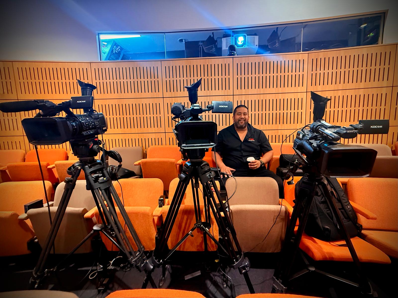Multi-camera webcast in an auditorium